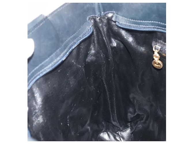 Salvatore Ferragamo Shoulder Bag Canvas Navy Gold Tone Auth gh2246 Navy blue - vista 19