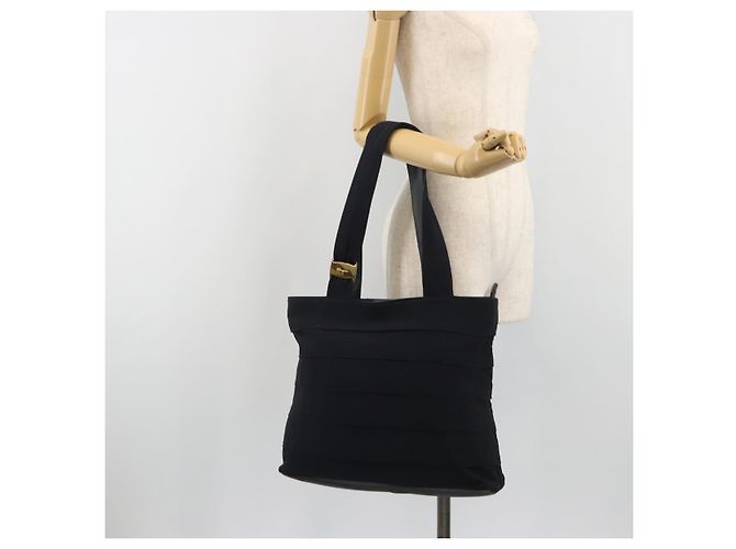 Salvatore Ferragamo Shoulder Bag Canvas Navy Gold Tone Auth gh2246 Navy blue - vista 22