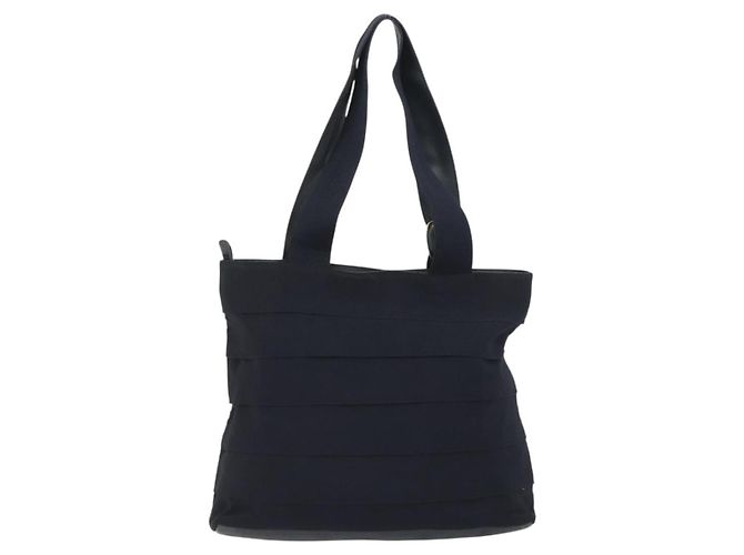 Salvatore Ferragamo Shoulder Bag Canvas Navy Gold Tone Auth gh2246 Navy blue - vista 3
