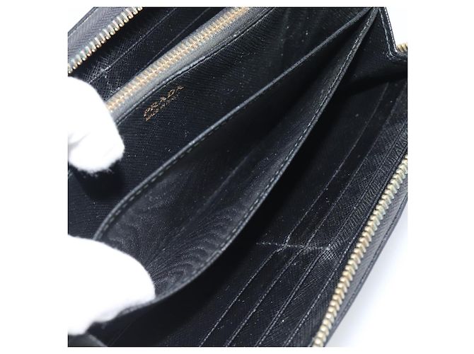 PRADA Langbeutel aus Leder Schwarz Gold Auth bs36759 Golden - Ansicht 21