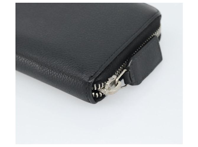 Cartera larga SAINT LAURENT de cuero negro plata Auth bs36739 - vista 10