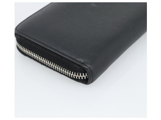Cartera larga SAINT LAURENT de cuero negro plata Auth bs36739 - vista 11