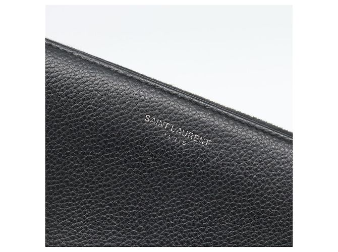 Cartera larga SAINT LAURENT de cuero negro plata Auth bs36739 - vista 13