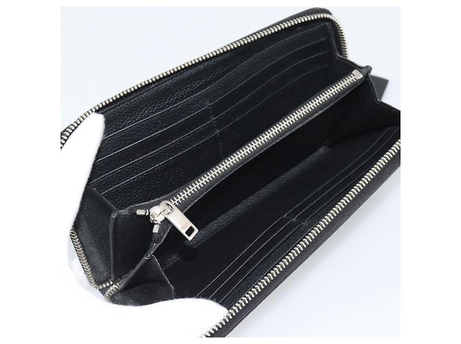 Cartera larga SAINT LAURENT de cuero negro plata Auth bs36739 - vista 14