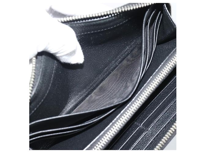 Cartera larga SAINT LAURENT de cuero negro plata Auth bs36739 - vista 15