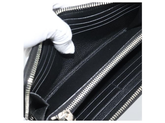 Cartera larga SAINT LAURENT de cuero negro plata Auth bs36739 - vista 16