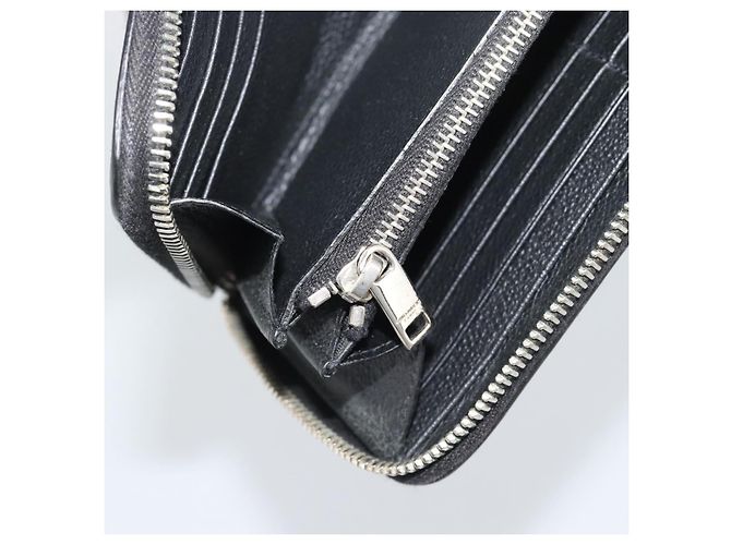 Cartera larga SAINT LAURENT de cuero negro plata Auth bs36739 - vista 17