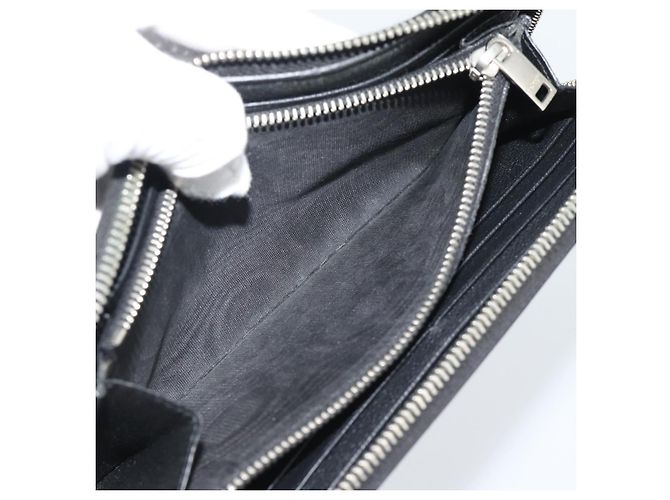Cartera larga SAINT LAURENT de cuero negro plata Auth bs36739 - vista 18
