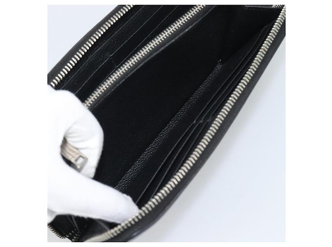 Cartera larga SAINT LAURENT de cuero negro plata Auth bs36739 - vista 19