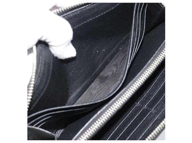 Cartera larga SAINT LAURENT de cuero negro plata Auth bs36739 - vista 20