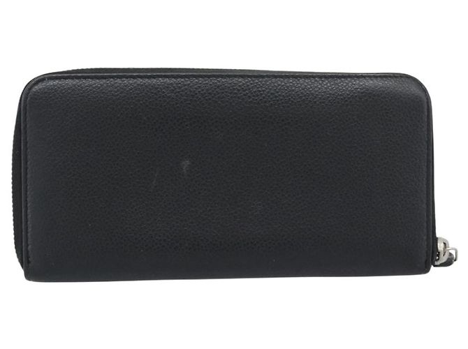 Cartera larga SAINT LAURENT de cuero negro plata Auth bs36739 - vista 3