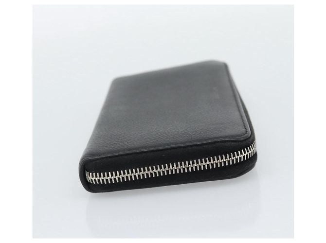 Cartera larga SAINT LAURENT de cuero negro plata Auth bs36739 - vista 5