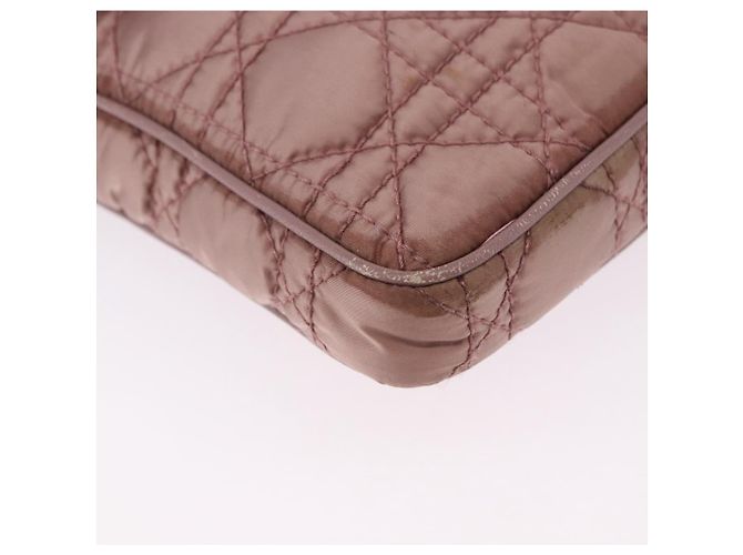 Borsa a tracolla Christian Dior Canage Lady Dior Nylon Rosa Argento Auth 196805 - vista 10