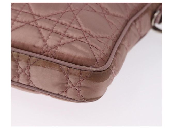 Borsa a tracolla Christian Dior Canage Lady Dior Nylon Rosa Argento Auth 196805 - vista 11