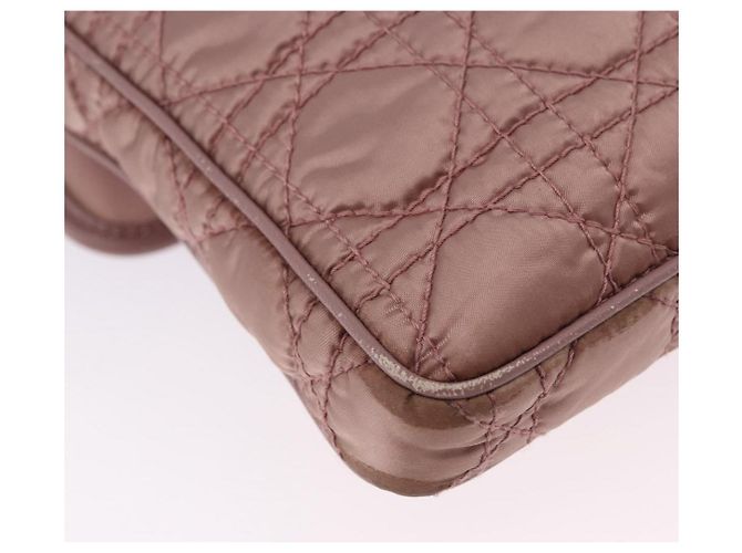 Borsa a tracolla Christian Dior Canage Lady Dior Nylon Rosa Argento Auth 196805 - vista 12