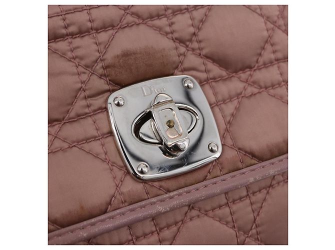 Borsa a tracolla Christian Dior Canage Lady Dior Nylon Rosa Argento Auth 196805 - vista 15