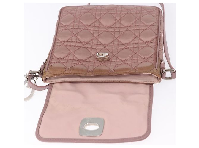 Borsa a tracolla Christian Dior Canage Lady Dior Nylon Rosa Argento Auth 196805 - vista 16
