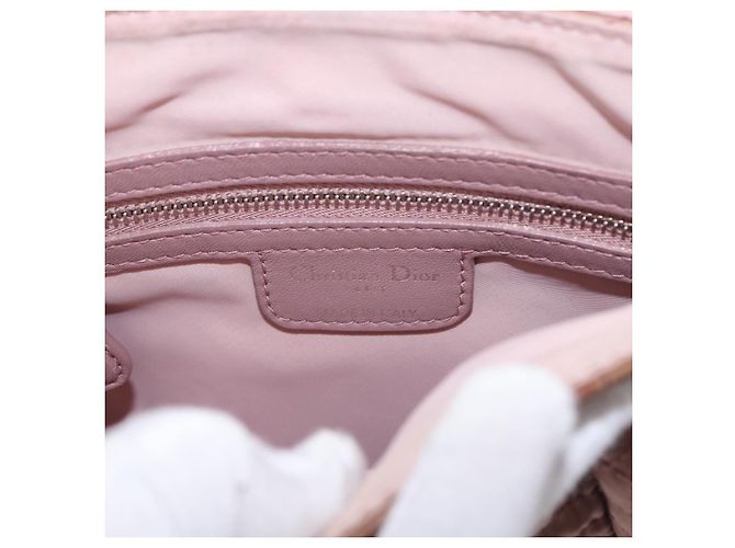 Borsa a tracolla Christian Dior Canage Lady Dior Nylon Rosa Argento Auth 196805 - vista 17