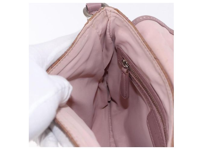 Borsa a tracolla Christian Dior Canage Lady Dior Nylon Rosa Argento Auth 196805 - vista 20
