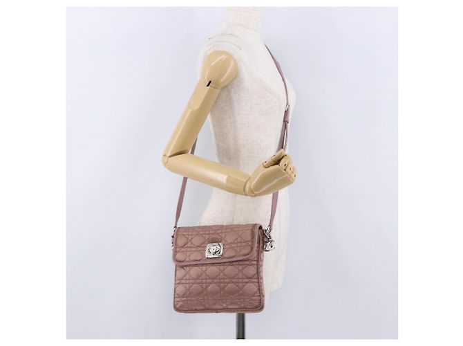 Borsa a tracolla Christian Dior Canage Lady Dior Nylon Rosa Argento Auth 196805 - vista 24