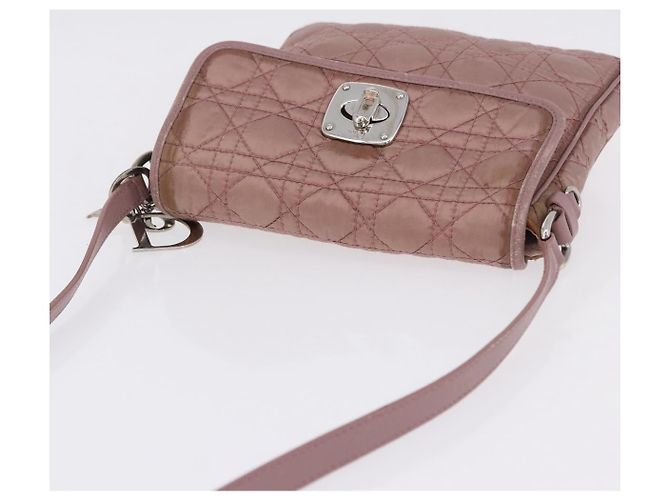 Borsa a tracolla Christian Dior Canage Lady Dior Nylon Rosa Argento Auth 196805 - vista 6