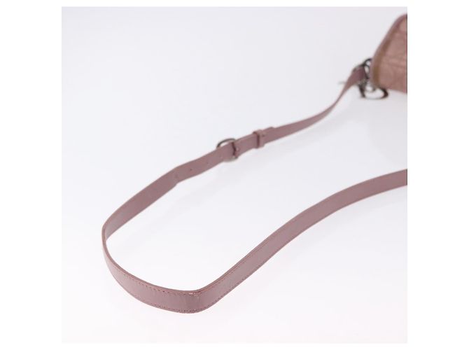 Borsa a tracolla Christian Dior Canage Lady Dior Nylon Rosa Argento Auth 196805 - vista 7