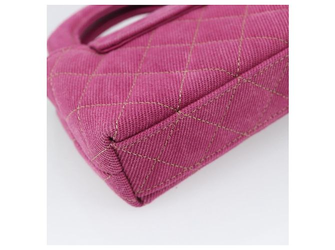 CHANEL Matelasse Chain Shoulder Pouch Canvas 2way Pink Gold CC Auth 195334V Rosa D'oro - vista 13