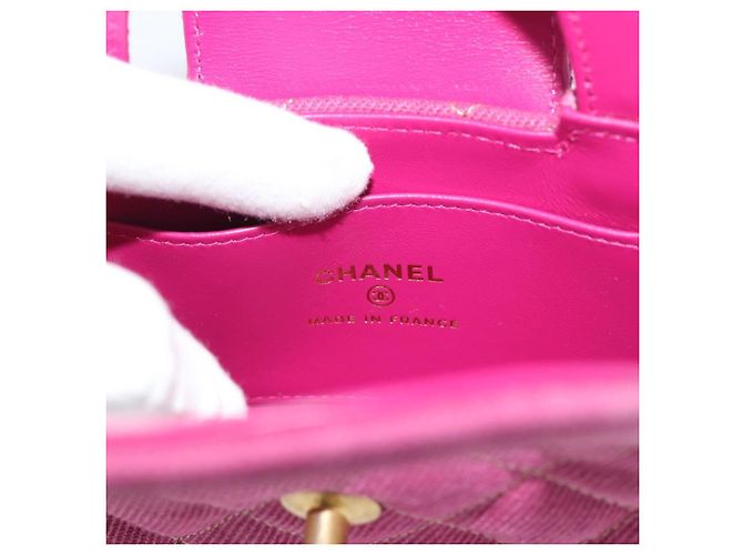 CHANEL Matelasse Chain Shoulder Pouch Canvas 2way Pink Gold CC Auth 195334V Rosa D'oro - vista 15