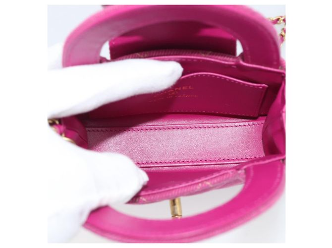 CHANEL Matelasse Chain Shoulder Pouch Canvas 2way Pink Gold CC Auth 195334V Rosa D'oro - vista 16