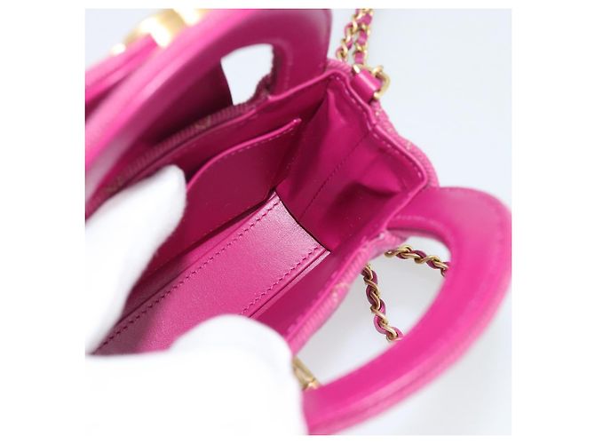 CHANEL Matelasse Chain Shoulder Pouch Canvas 2way Pink Gold CC Auth 195334V Rosa D'oro - vista 17