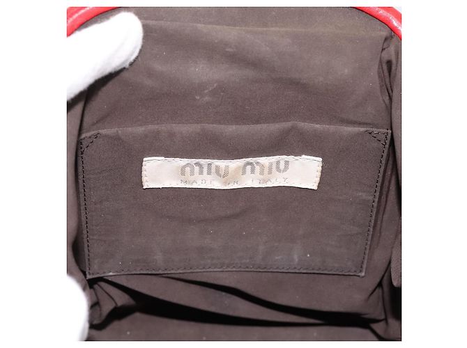 Borsa a mano Miu Miu in pelle rossa e argento Auth 196237A Rosso - vista 14