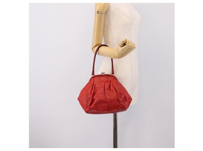 Borsa a mano Miu Miu in pelle rossa e argento Auth 196237A Rosso - vista 20