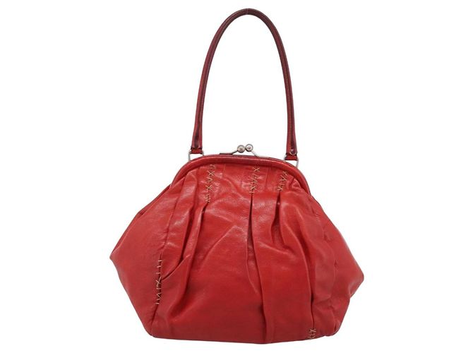 Borsa a mano Miu Miu in pelle rossa e argento Auth 196237A Rosso - vista 3