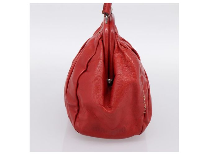 Borsa a mano Miu Miu in pelle rossa e argento Auth 196237A Rosso - vista 4