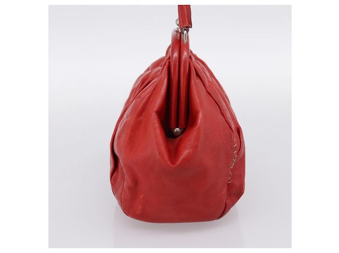 Borsa a mano Miu Miu in pelle rossa e argento Auth 196237A Rosso - vista 5
