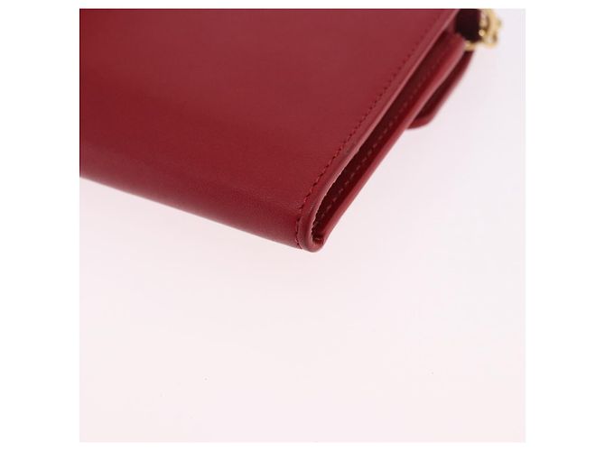 Céline Portafoglio a catena CELINE in pelle rossa e oro Auth 196822M Rosso D'oro - vista 13