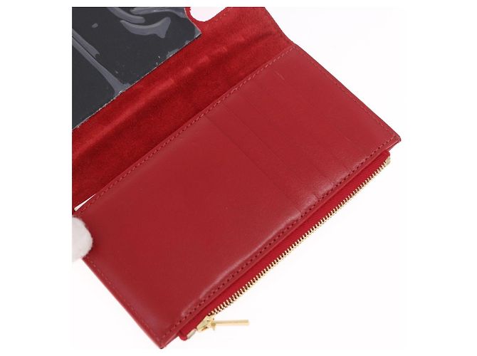 Céline Portafoglio a catena CELINE in pelle rossa e oro Auth 196822M Rosso D'oro - vista 18