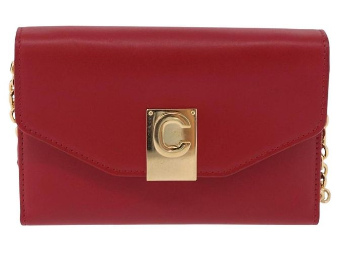 Céline Portafoglio a catena CELINE in pelle rossa e oro Auth 196822M Rosso D'oro - vista 2