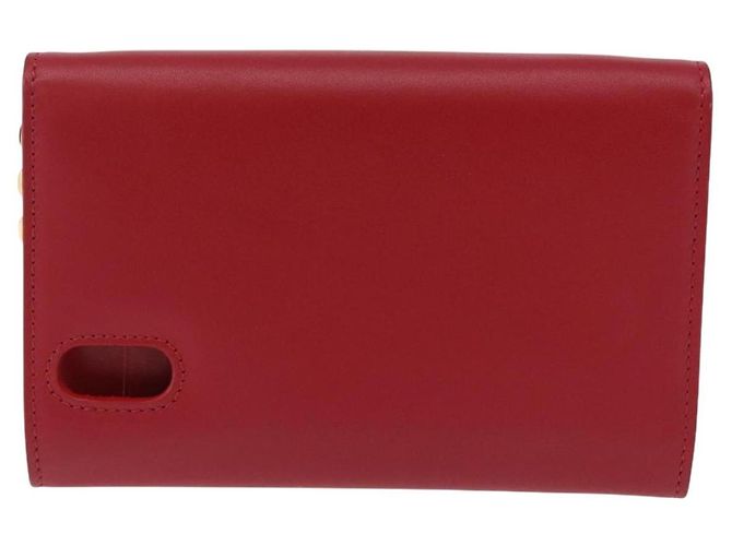 Céline Portafoglio a catena CELINE in pelle rossa e oro Auth 196822M Rosso D'oro - vista 3