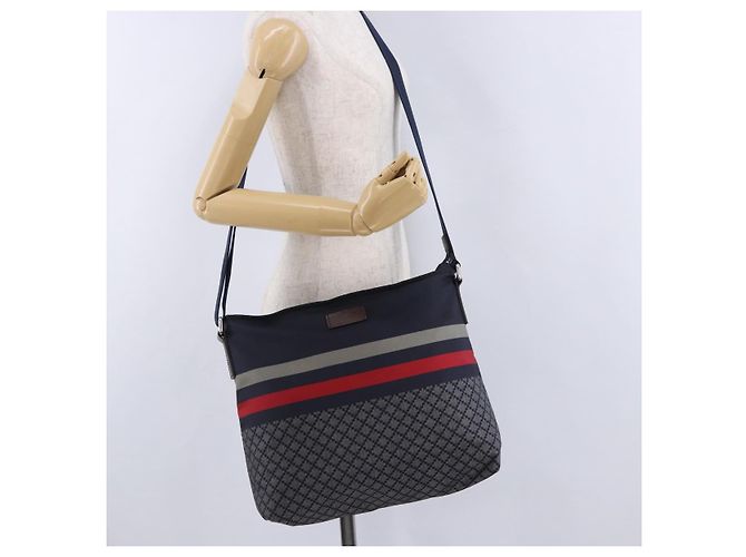 Borsa a tracolla GUCCI Sherry Line Nylon Navy Silver 270410 Auth ka5604A Argento Blu navy - vista 23