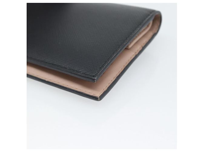 Saffiano Cartera bifold PRADA de piel Safiano Negro Oro Auth bs36713A Dorado - vista 10