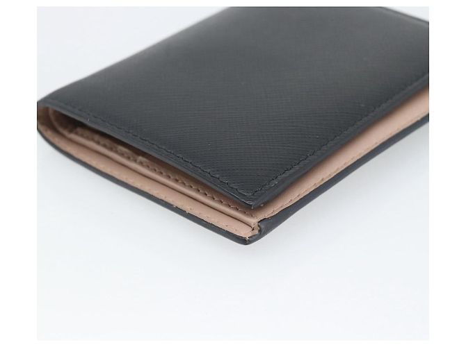 Saffiano Cartera bifold PRADA de piel Safiano Negro Oro Auth bs36713A Dorado - vista 11