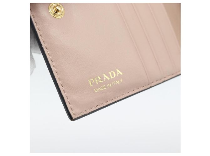 Saffiano Cartera bifold PRADA de piel Safiano Negro Oro Auth bs36713A Dorado - vista 13