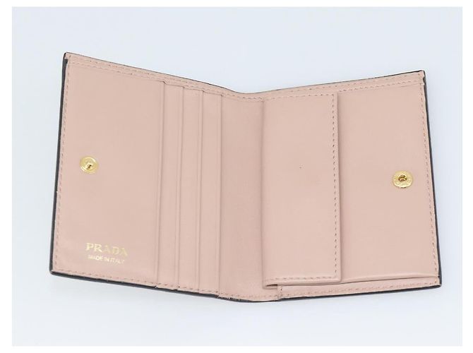 Saffiano Cartera bifold PRADA de piel Safiano Negro Oro Auth bs36713A Dorado - vista 14