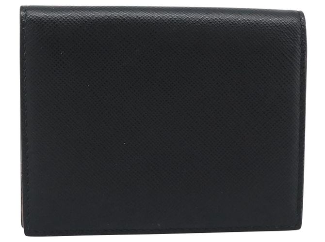 Saffiano Cartera bifold PRADA de piel Safiano Negro Oro Auth bs36713A Dorado - vista 3