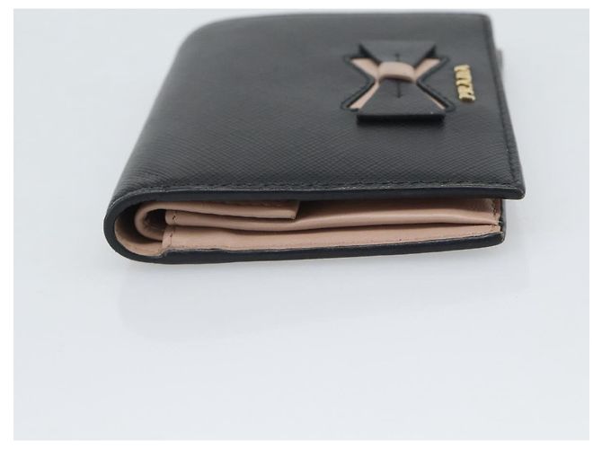 Saffiano Cartera bifold PRADA de piel Safiano Negro Oro Auth bs36713A Dorado - vista 5