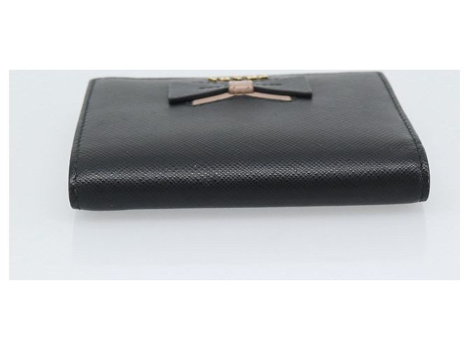 Saffiano Cartera bifold PRADA de piel Safiano Negro Oro Auth bs36713A Dorado - vista 6