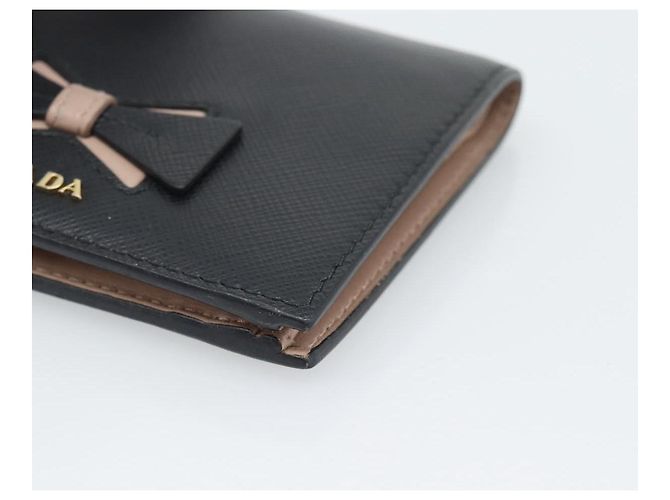 Saffiano Cartera bifold PRADA de piel Safiano Negro Oro Auth bs36713A Dorado - vista 8