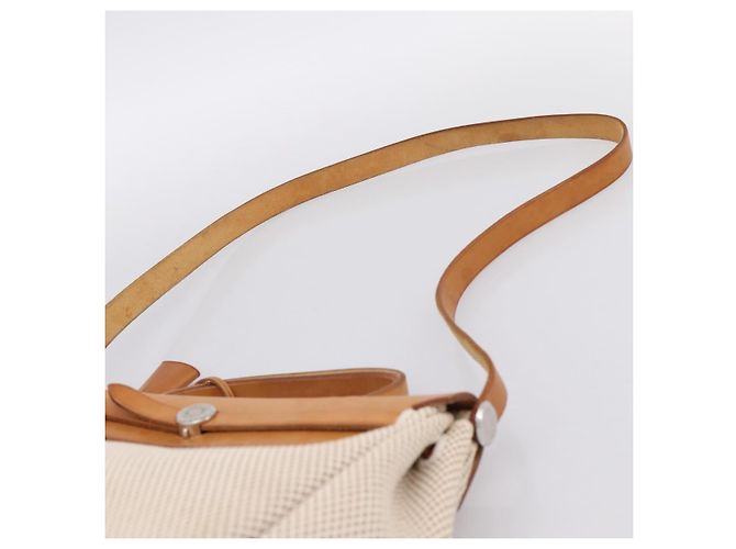 Hermès HERMES Herbag Ad PM Rucksack Canvas Leder Beige Silver Auth ka5642V Silber - Ansicht 10
