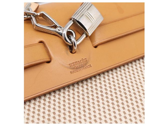 Hermès HERMES Herbag Ad PM Rucksack Canvas Leder Beige Silver Auth ka5642V Silber - Ansicht 18